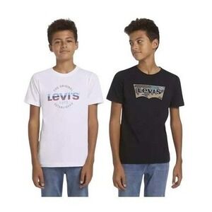 Levi's T-Shirt 2-Pack Kids Size S (8) White Black New Camo Logo Graphic Tees NWT